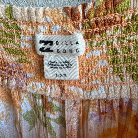 Billabong Floral Wide Leg Pants - Orange, Green, Pink - Picture 3 of 7